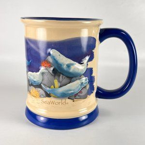 Sea World Beluga Whale Ceramic Coffee Cup Mug 12oz Beige Theme Park Souvenir